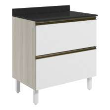 Balcao Com Tampo 2G 80cm MDF Kali 16412 Bianco Toq Branco Uv Nicioli