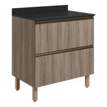 Balcao Com Tampo 2G 80cm MDF Kali 16412 Carvalho Toq Carvalho Toq Nicioli