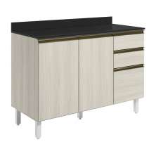 Balcao Com Tampo 2P 3G 120cm MDF Kali 16417 Bianco Toq Bianco Toq Nicioli
