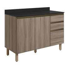 Balcao Com Tampo 2P 3G 120cm MDF Kali 16417 Carvalho Toq Carvalho Toq Nicioli
