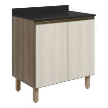 Balcao Com Tampo 2P 60 cm MDF Kali 12220 Carvalho Toq Bianco Toq Nicioli