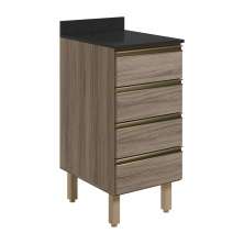 Balcao Com Tampo 4G 40 cm MDF Kali 16410 Carvalho Toq Carvalho Toq Nicioli
