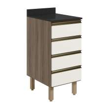 Balcao Com Tampo 4G 40 cm MDF Kali 16410 Carvalho Toq Off White Cetim Nicioli