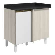 Balcao Com Tampo Canto Reto MDF Kali 12227 Bianco Toq Branco Uv Nicioli