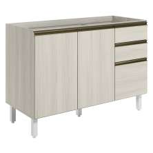 Balcao Para Pia 2P 3G 120cm MDF Kali 16417 Bianco Toq Bianco Toq Nicioli