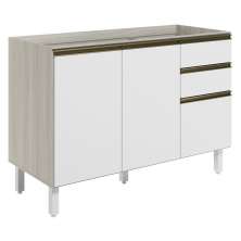 Balcao Para Pia 2P 3G 120cm MDF Kali 16417 Bianco Toq Branco Uv Nicioli