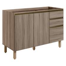 Balcao Para Pia 2P 3G 120cm MDF Kali 16417 Carvalho Toq Carvalho Toq Nicioli