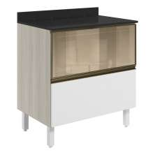 Balcao Tampo 2G Vidro 80cm MDF Kali 16415 Bianco Toq Branco Uv Nicioli