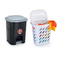 Conjunto Lixeira Com Pedal 16 Litros e Cesto de Roupa 47L