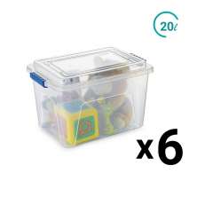 Conjunto com 6 Caixas Organizadoras Nitron Incolor 20 L