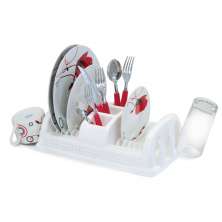 Escorredor de Pratos de Plástico Compacto Rattan Cor Branco