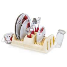 Escorredor de Pratos de Plástico Compacto Rattan Cor Creme