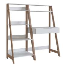 Conjunto Escrivaninha e Estante Para Escritório B94 Branco Montana NOVAM