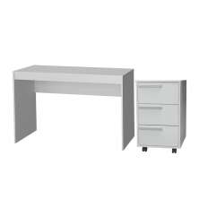 Mesa e Gaveteiro 3 Gavetas Para Escritorio Gamer B29 Branco NOVAM