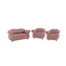 Conjunto 1 Namoradeira + 2 Poltronas Chesterfield Merlô Suede Rosê / Decoração, barbearia, sala, recepção