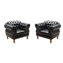 Kit 2 poltronas Chesterfield Capitonê Elisabeth Corano Preto Decoração, Recepção, Salas de Tv e Estar