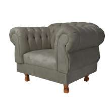 Kit 2 poltronas Chesterfield Capitonê Elisabeth Suede Cinza Decoração, Recepção, Salas de Tv e Estar