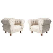 Kit 2 poltronas Chesterfield Capitonê Elisabeth Suede Nude Decoração, Recepção, Salas de Tv e Estar