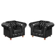 Kit Duas Poltronas Chesterfield Capitone Luis XV Preto / Decoracao, Sala tv estar, barbearia