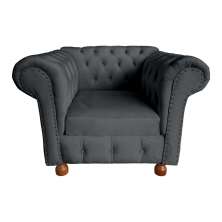 Kit Duas Poltronas Chesterfield Capitone Luis XV Suede Cinza Chumbo / Decoracao, Sala tv estar, barbearia