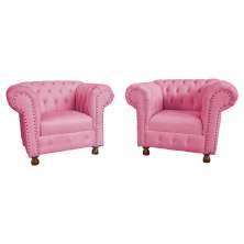 Kit Duas Poltronas Chesterfield Capitone Luis XV Suede Rosa/ Decoracao, Sala tv estar, barbearia
