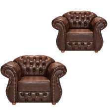 Kit Duas Poltronas Chesterfield Merlo Corano Marrom/ decoracao, sala tv estar, recepcao