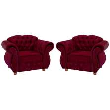 Kit Duas Poltronas Chesterfield Merlo Suede Bordo/ decoracao, sala tv estar, recepcao