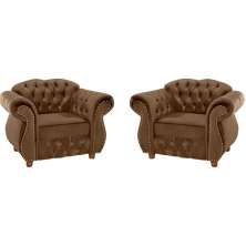 Kit Duas Poltronas Chesterfield Merlo Suede Marrom/ decoracao, sala tv estar, recepcao