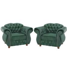Kit Duas Poltronas Chesterfield Merlo Suede Verde/ decoracao, sala tv estar, recepcao