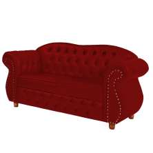 Namoradeira Chesterfield Merlô 2 Lugares Suede Vermelho