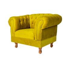 Poltrona Chesterfield Duque Com Capitonê Para Sala, Tv, Estar, Recepção - Suede Amarelo
