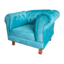 Poltrona Chesterfield Duque Com Capitonê Para Sala, Tv, Estar, Recepção - Suede Azul Tiffany