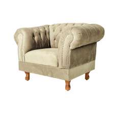 Poltrona Chesterfield Duque Com Capitonê Para Sala, Tv, Estar, Recepção - Suede Bege