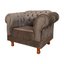 Poltrona Chesterfield Duque Com Capitonê Para Sala, Tv, Estar, Recepção - Suede Cinza Camurça