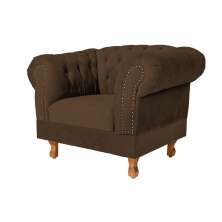 Poltrona Chesterfield Duque Com Capitonê Para Sala, Tv, Estar, Recepção - Suede Marrom