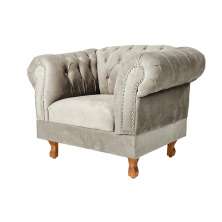 Poltrona Chesterfield Duque Com Capitonê Para Sala, Tv, Estar, Recepção - Suede Nude
