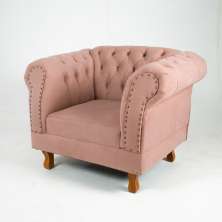 Poltrona Chesterfield Duque Com Capitonê Para Sala, Tv, Estar, Recepção - Suede Rosê