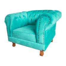 Poltrona Chesterfield Duque Com Capitonê Para Sala, Tv, Estar, Recepção - Suede Verde Acqua