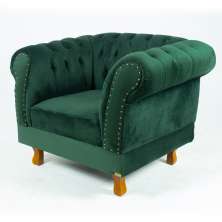 Poltrona Chesterfield Duque Com Capitonê Para Sala, Tv, Estar, Recepção - Suede Verde Musgo