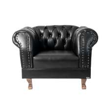 Poltrona Chesterfield Duque Com Capitonê Para Sala, Tv, Estar, Recepção, Barbearia - Corano Preto