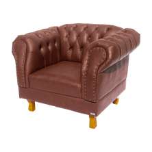 Poltrona Chesterfield Duque Com Capitonê Para Sala, Tv, Estar, Recepção, Barbearia - Couro Ecológico Marrom