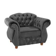 Poltrona Chesterfield Merlo Suede Cinza Chumbo