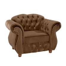 Poltrona Chesterfield Merlo Suede Marrom
