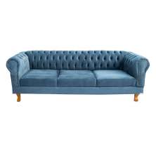 Sofá Chester Field Duque Suede Azul Petróleo Sala/Recepção