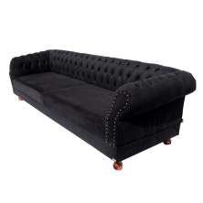 Sofá Chester Field Duque Suede Preto Sala/Recepção