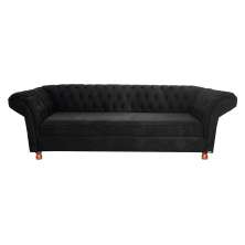Sofá ChesterField Conde Del 2,30 Suede Preto Sala/Recepção