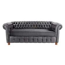 Sofá ChesterField Luiz XV 2,30 Suede Cinza Sala/Recepção