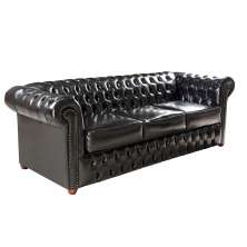 Sofá ChesterField Victório 2,30 Corano Preto Sala/Recepção