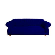 Sofá Chesterfield Capitone Elisabeth Suede Azul Marinho 2,00