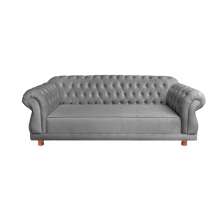 Sofá Chesterfield Capitone Elisabeth Suede Cinza Camurça 2,00